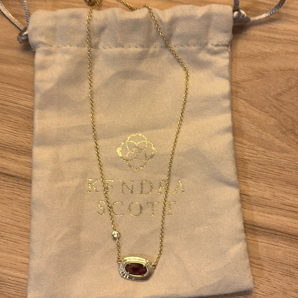 Kendra Scott Gold Necklace with Red Stone